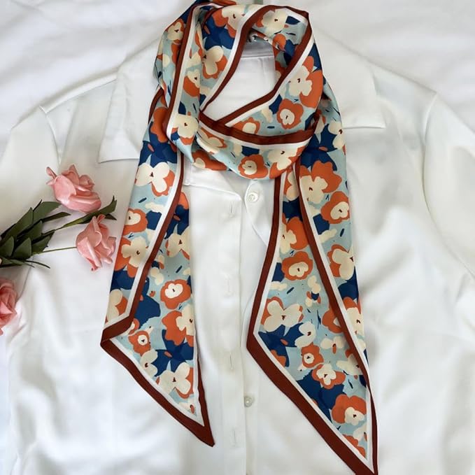 Silk Head Scarf for Hair Fashion Headwrap for Women Lightweight Neck Tie