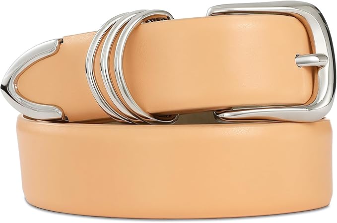 Women's Leather Belts with Gold Buckle Fashion Leather Waist Belt Elegant Ladies Belts for Jeans Dress & Casual Wear
