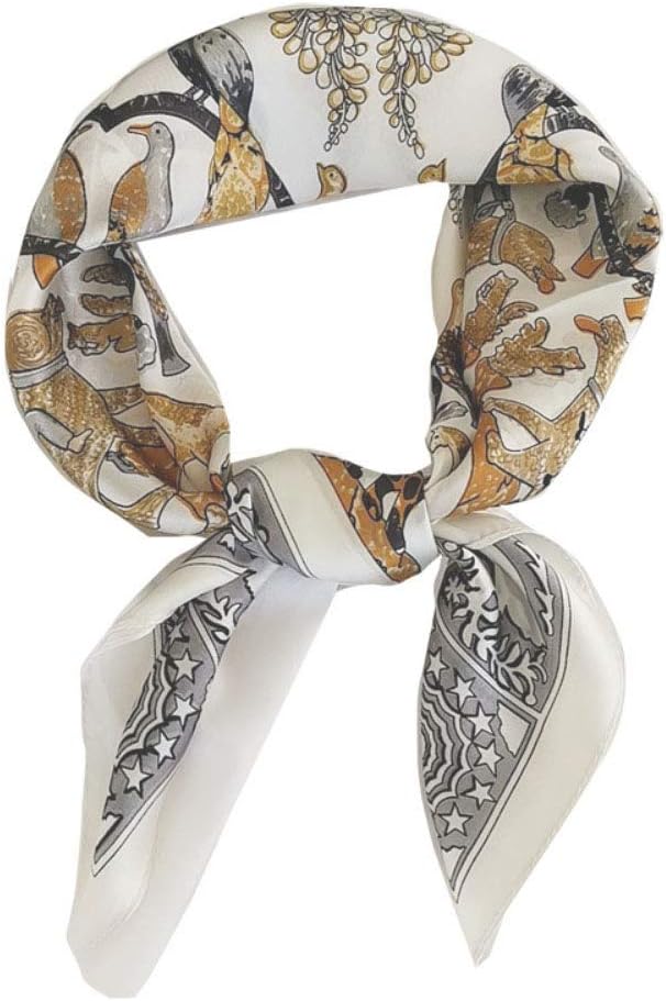 FONYVE Silk Feeling Scarf Medium Square Satin Head Scarf for Women 27.5 × 27.5 inches