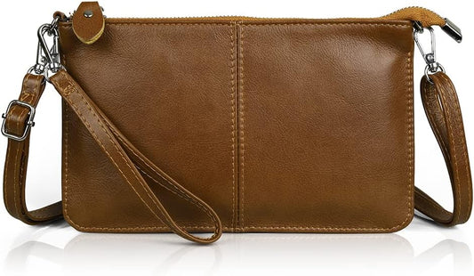 befen Genuine Leather Wristlet Clutch Wallet Purses Small Crossbody Bags for Women with RFID Blocking Card Slots