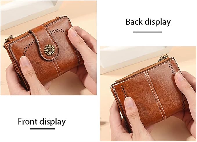 Premium Slim Genuine Leather Bifold Wallet for Women with Advanced RFID Blocking Technology and Zippered Coin Compartment (Brown)