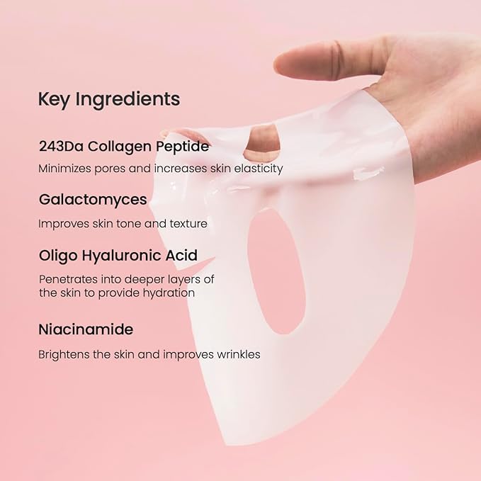 BIODANCE Collagen Pink Glow Trio: Collagen Real Deep Mask & Toner Pads & Peptide Serum for Plumping Hydration, Firming, Korean Skin Care, Gifts for women, Skin Care Set