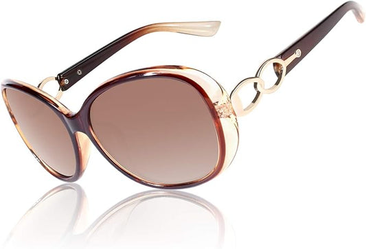 CGID Trendy Oversized Sunglasses Womens Ladies Polarized Retro Frame UV400 Shades Gradient Brown