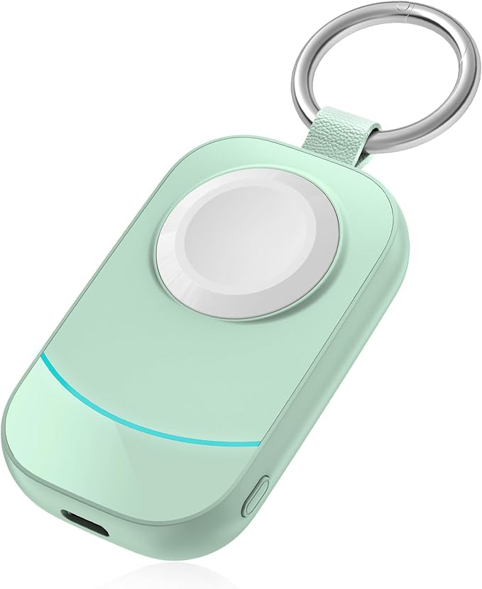 Portable Travel Charger for Apple Watch Series 11-2500mAh Wireless Keychain Charger for Apple Watch Series 10/9/8/7/6/5/4/3/2/UItra 2/UItra 3/SE 2/SE 3 Green