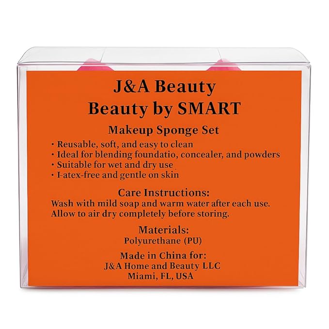 J&A Beauty - Set of 2 Latex - free Makeup Sponges,Pink Teardrop Blenders, Professional Reusable Applicators for Foundation and Conealer