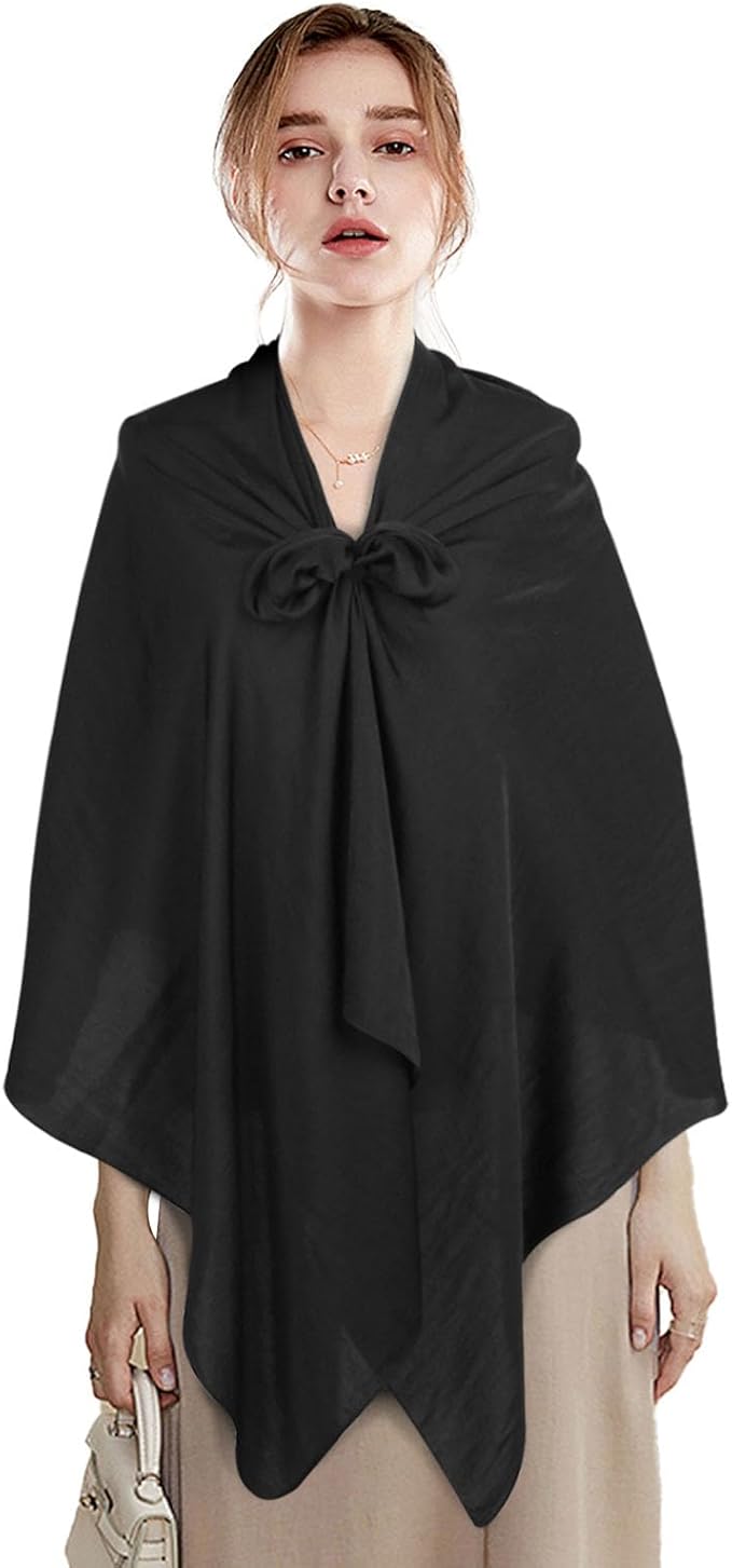 EXTREE Scarfs for Women Pashmina Silky Shawl Wrap for Evening Dressing Blanket Open Front Poncho Cape