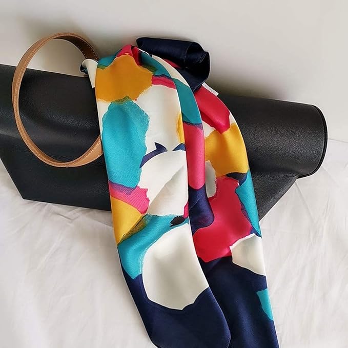 FONYVE Silk Feeling Scarf Medium Square Satin Head Scarf for Women 27.5 × 27.5 inches