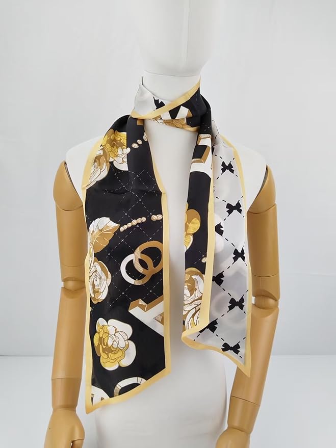 100% Mulberry Silk Ribbon Scarf for Hair Beach Head Wraps for Women Handbag accessories Necktie