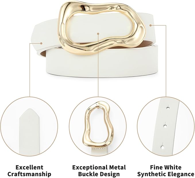 Black Belt for Women Stylish Gold Buckle Fashion Leather Waist Belt Perfect for Jeans and Dresses
