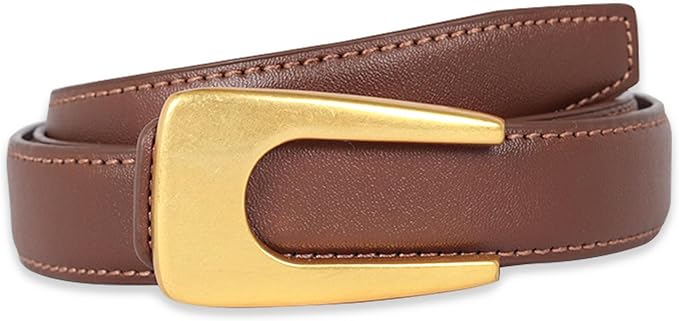 Women's Fashion Classic Metal Buckle Leather Belt with Jeans Dress