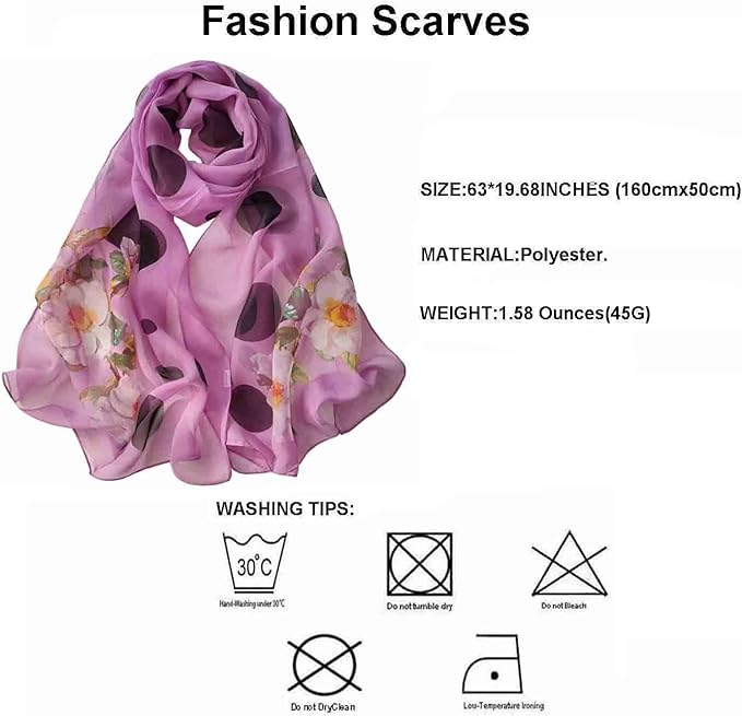 Pokeedioty Scarfs for Women Lightweight Fashion Scarves Elegant Floral Pattern Sheer Scarfs Sunscreen Shawls Wraps