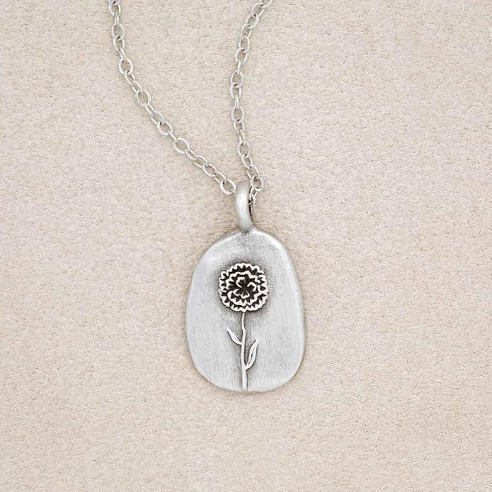 LISA LEONARD DESIGNS Pewter Birth Flower Pendant Necklace Minimalist Jewelry Necklaces For Women Gift For Her Dainty Necklaces