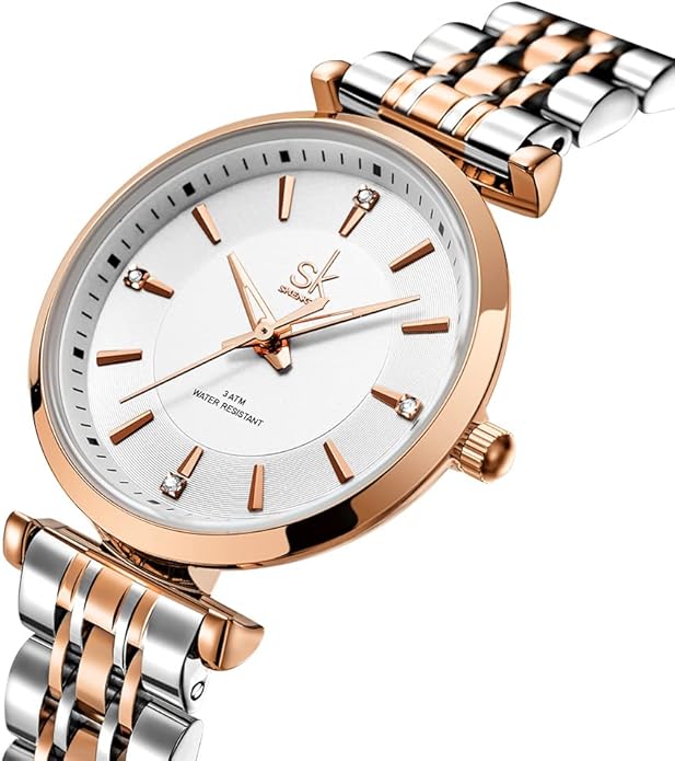 SHENGKE SK Classic Women Watches Fashion Ladies Dress Watch Solid Stainless Steel Band