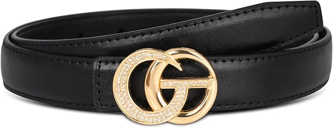 Women's Fashion Classic Metal Buckle Leather Belt with Jeans Dress