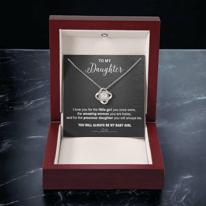 VIRAGIL To My Daughter Gift Necklace From Dad or Mom - Badass Daughter Jewelry With Heartfelt Message & Elegant Box