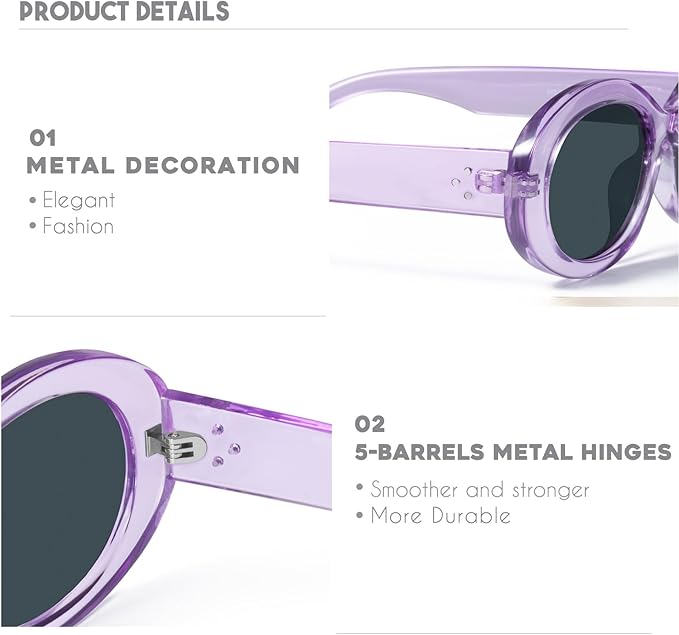 mosanana Oval Retro Trendy Sunglasses for Women 90s Style MS52371