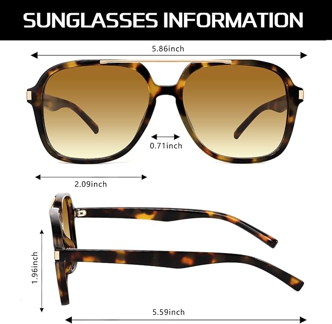 Retro Aviator Sunglasses for Women Men 2026 Square Top Bar Sun Glasses Sunnies 70s Lightweight Shades