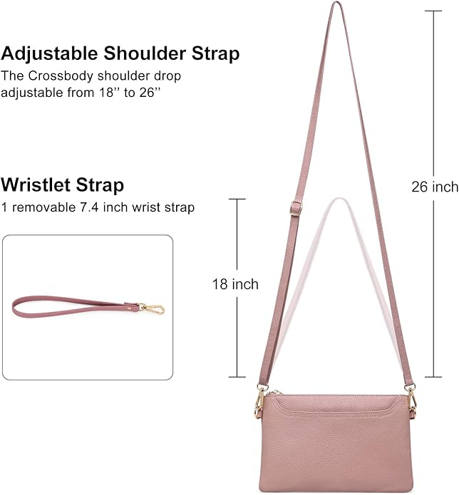 SENDEFN Leather Wristlet Clutch Small Women Crossbody Shoulder Bag Wallet Purses RIFD Card Slots