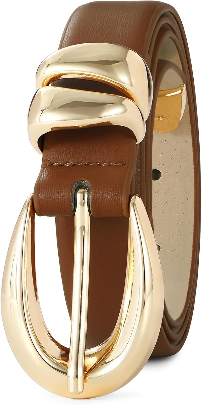 Black Leather Belt for Women Stylish Design with Gold Buckle Ladies Black Belt Perfect for Jeans Dresses