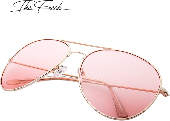 The Fresh Classic Aviator Frame Light Color Lens XL Oversized Sunglasses Gift Box