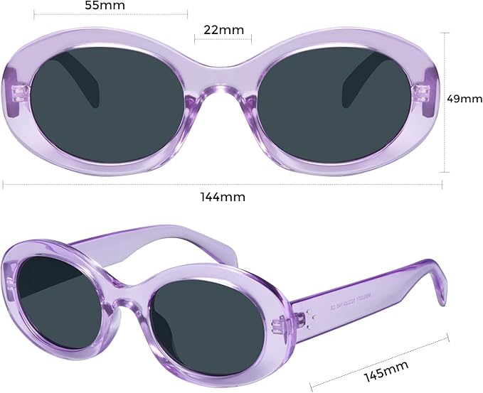 mosanana Oval Retro Trendy Sunglasses for Women 90s Style MS52371