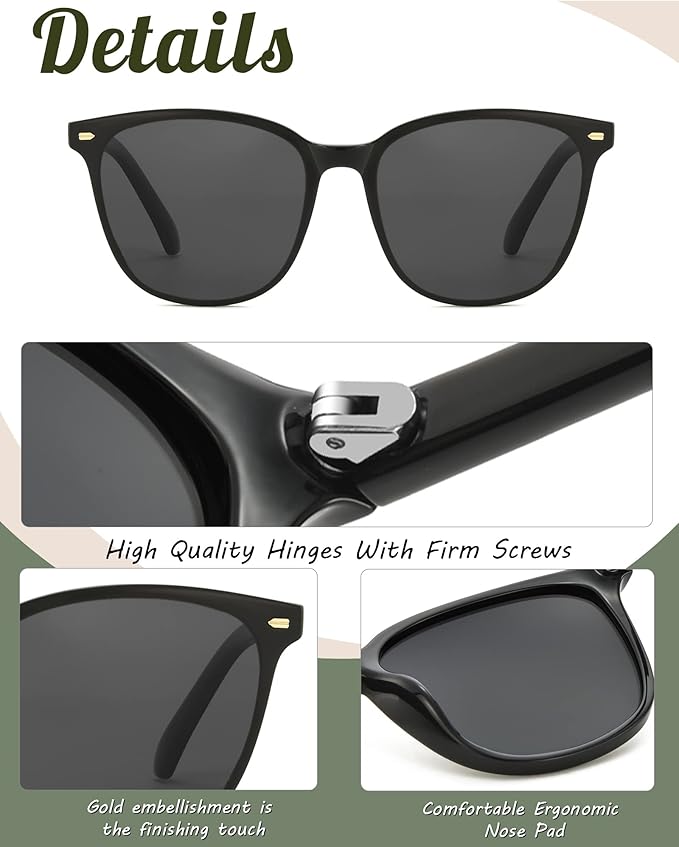 Myiaur Polarized Sunglasses for Women, Square Mirrored Trendy Shades with UV Protection Reduce Glare Sun Glasses