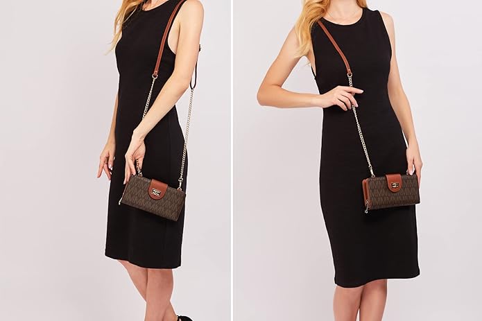 MKP COLLECTION Women Small Crossbody Shoulder Bag Zip Wallet Purse Handbags Clutch Credit Card Holder with Chain Strap