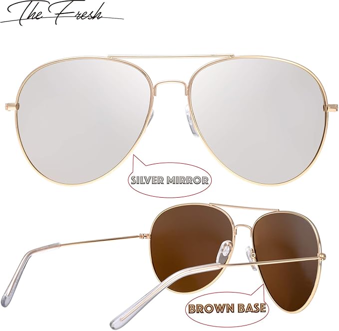 The Fresh Classic Aviator Frame Light Color Lens XL Oversized Sunglasses Gift Box