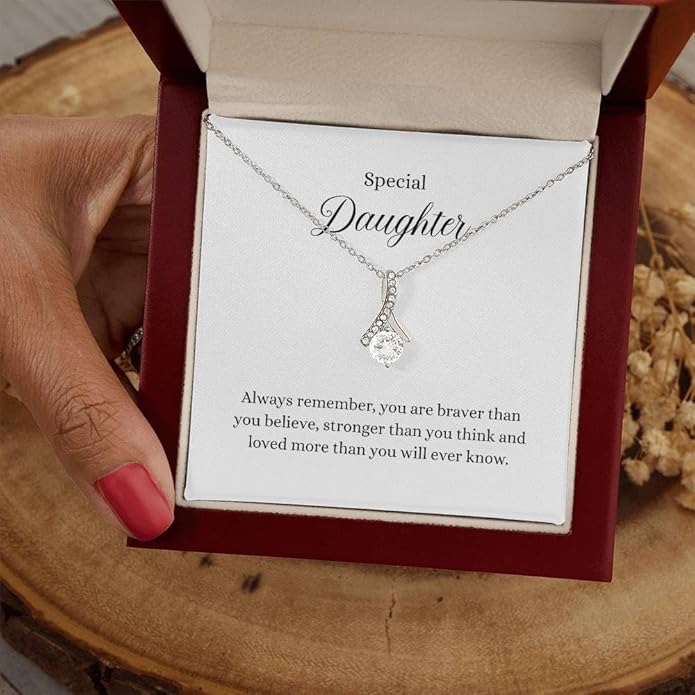 VIRAGIL To My Daughter Gift Necklace From Dad or Mom - Badass Daughter Jewelry With Heartfelt Message & Elegant Box