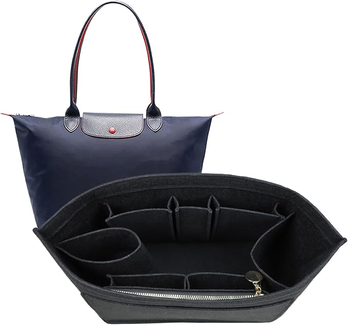Felt Organizer Insert for Longchamp Le Pliage Handbag Women Purse organizer 1012-25black-M