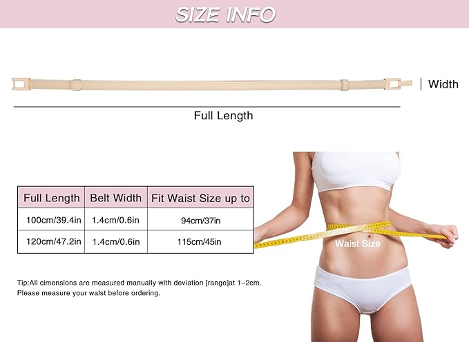 Women Skinny Belts, Thin Genuine Leather Waist Belts with Gold Buckle for Dresses