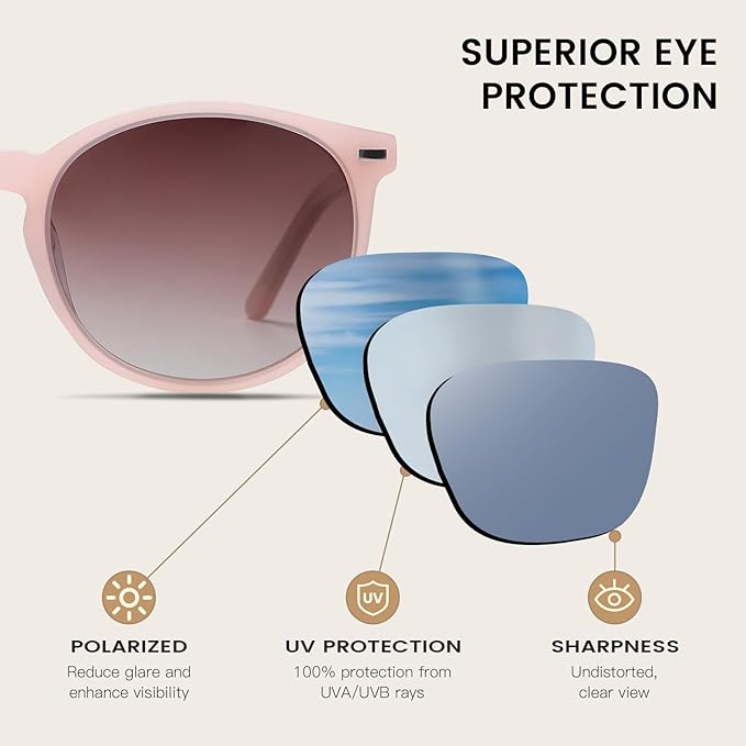DUCO Polarized Sunglasses for Women Retro Round Women's Sunglasses Classic Vintage UV400 Shades DC1230