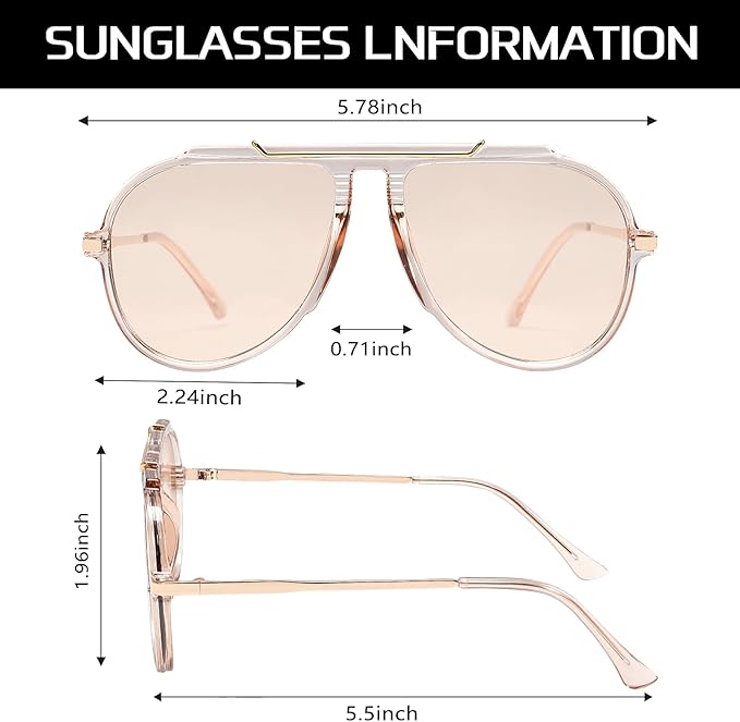 Oversized Aviator Sunglasses for Women Men 2026 70s Retro Gold Metal Sun Glasses Tangle Free Square Aviators