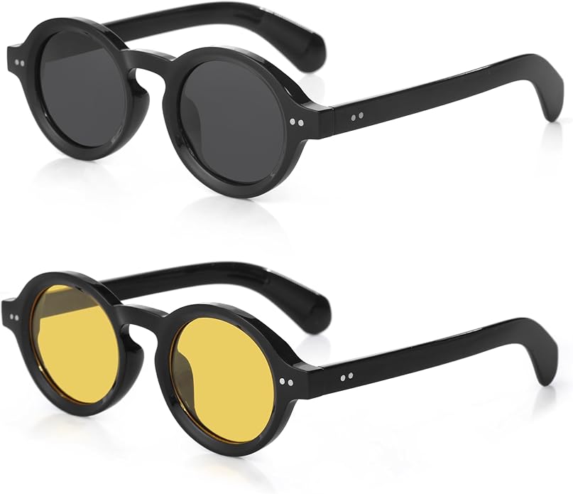 Trendy Round Polarized Sunglasses for Men Women Chunky Hippie Costume Sun Glasses 90s Circle Retro Style