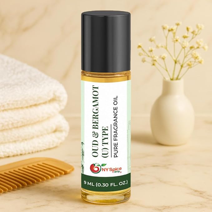 NY Spice Shop Oud & Bergamot U Type Musk Fragrance – Pack of 3 Bergamot Fragrance Oil & Soft Floral Scents – Musk Aroma Profile with Enduring Aroma Tone – Artisan Scent Oil for Scent Lovers