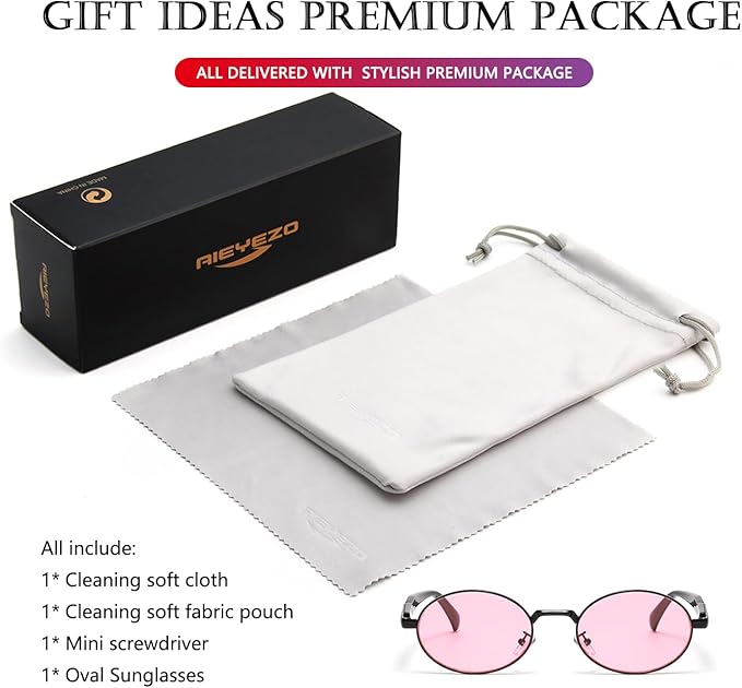 AIEYEZO Retro Oval Sunglasses for Women Men Trendy Fashion Round Sun Glasses Oval Metal Framed Shades