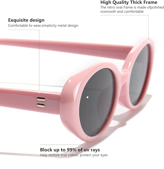 Oval Sunglasses for Women Men Fashion Small 90s Style Sun Glasses UV400