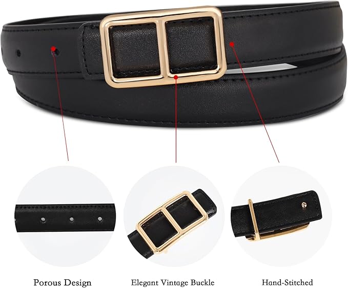 Relang Women's Belts with Gold Buckle, Fashion Waist Band, Elegant Ladies' Belt, Gift for Women