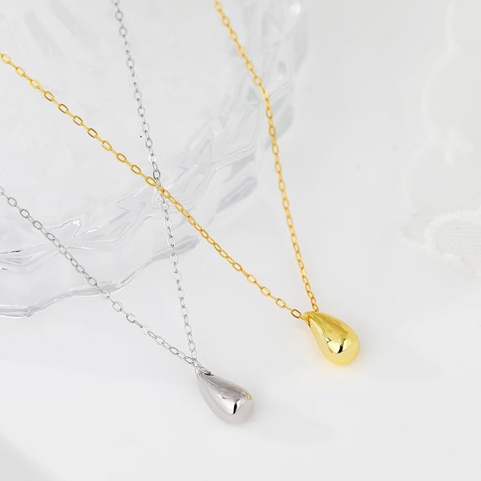 EVEYE S925 Sterling Silver Necklace For Women, Teardrop Pendant Necklaces, Pear Pendant Necklace Jewelry Minimalist style Gift