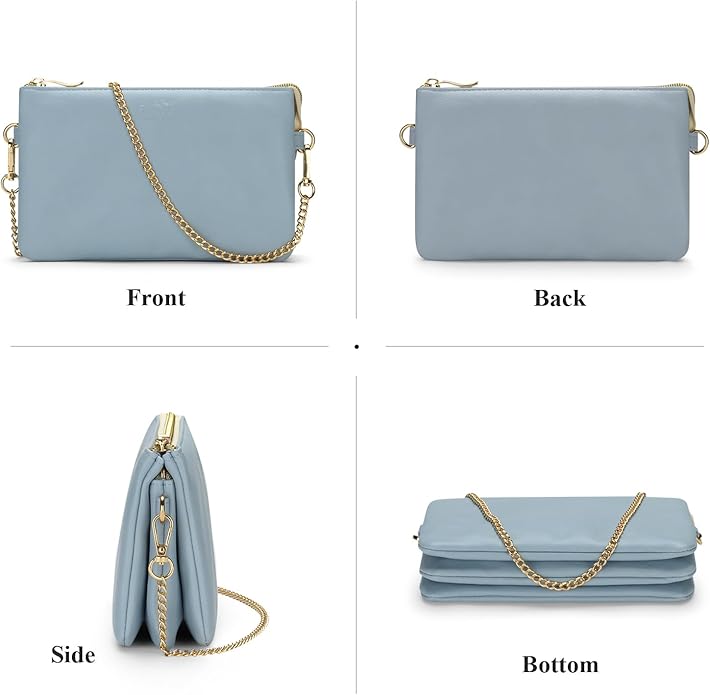 Wristlet Purses for Women, Vegan Leather Crossbody Evening Zip Clutch Bag with Strap | Vegan Leather, Evening, Zip, with Strap