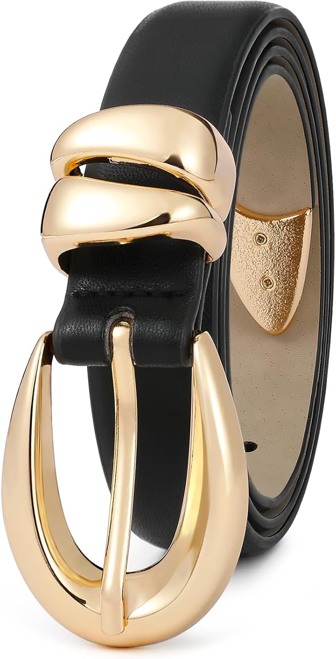 Fashion Waist Belt with Gold Buckle Women's Belts for Jeans Stylish Leather Belts for Women