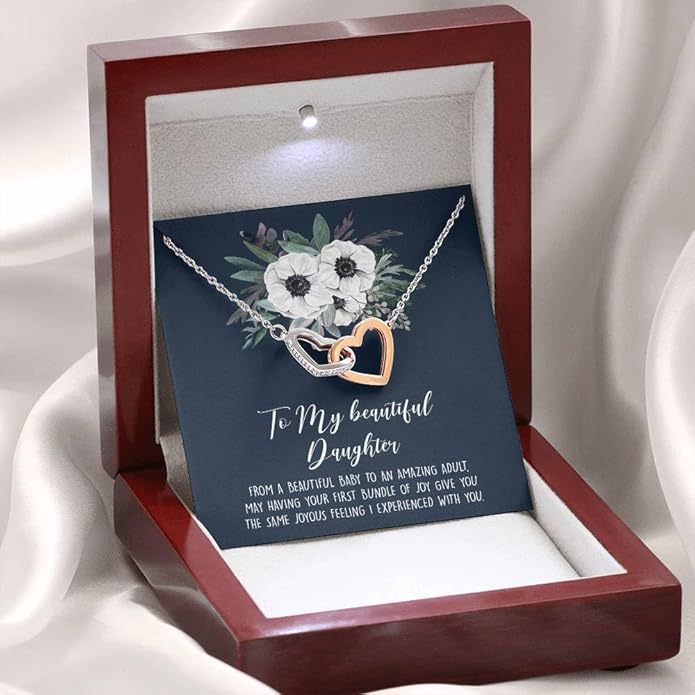 VIRAGIL To My Daughter Gift Necklace From Dad or Mom - Badass Daughter Jewelry With Heartfelt Message & Elegant Box