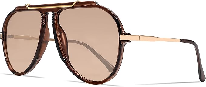 Oversized Aviator Sunglasses for Women Men 2026 70s Retro Gold Metal Sun Glasses Tangle Free Square Aviators
