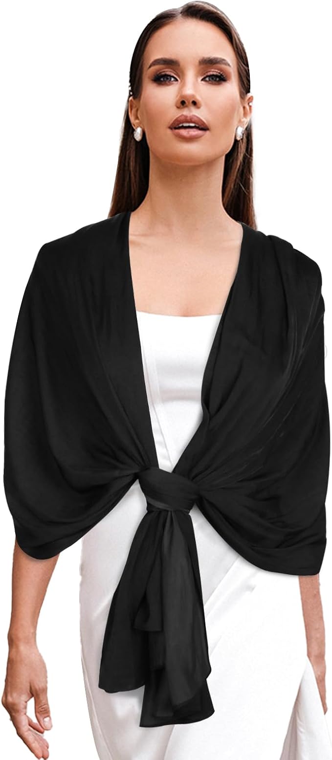 EXTREE Scarfs for Women Pashmina Silky Shawl Wrap for Evening Dressing Blanket Open Front Poncho Cape