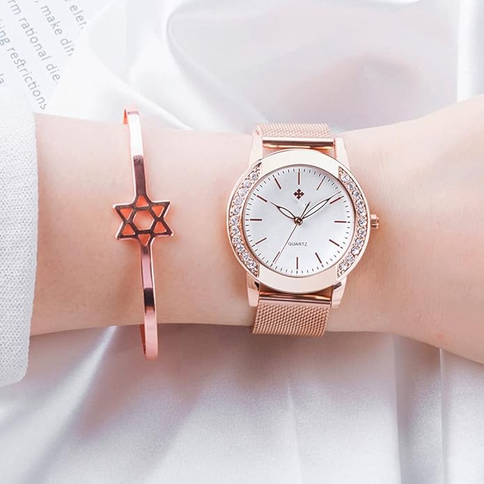 Fashion Watches for Women Rose Gold Stainless Steel Mesh Band Watch Elegant Ladies Gifts Waterproof Wrist Watch
