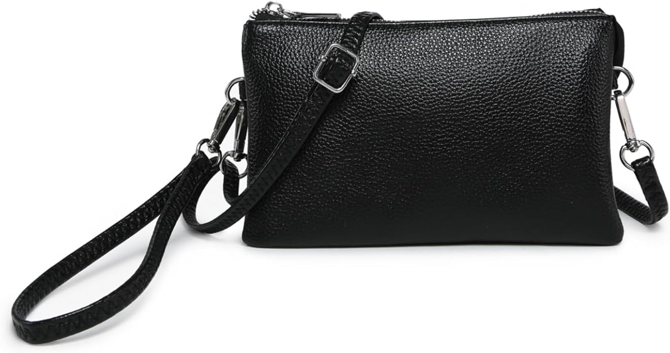 JEN & CO. Riley Small Crossbody Bags for Women Vegan Leather Wristlet Clutch Wallet Purses Handbags with 2 Straps