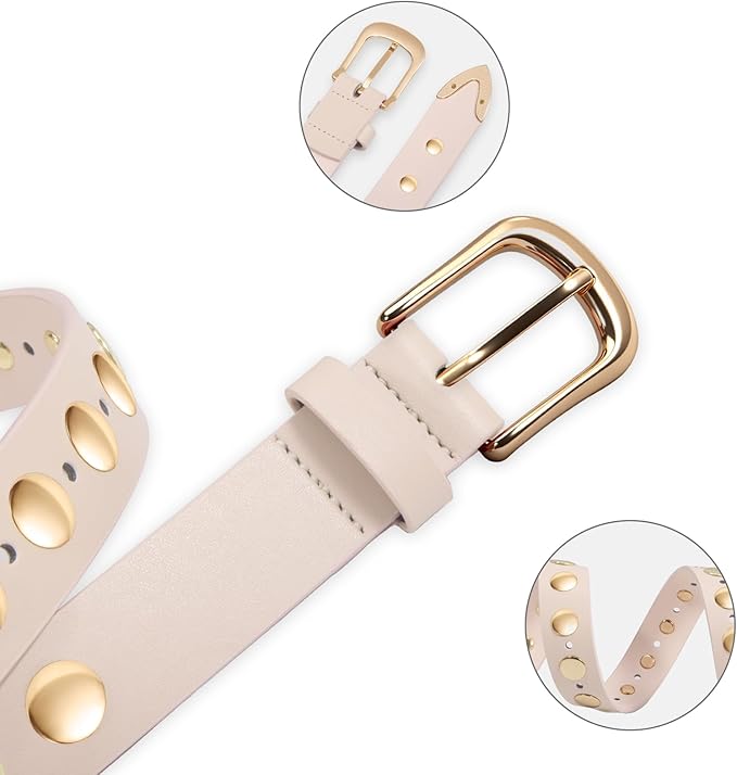 VATAN Women Leather Belt for Jeans Dresses Pants Fashion Ladies Casual Waist Belt with Gold Buckle