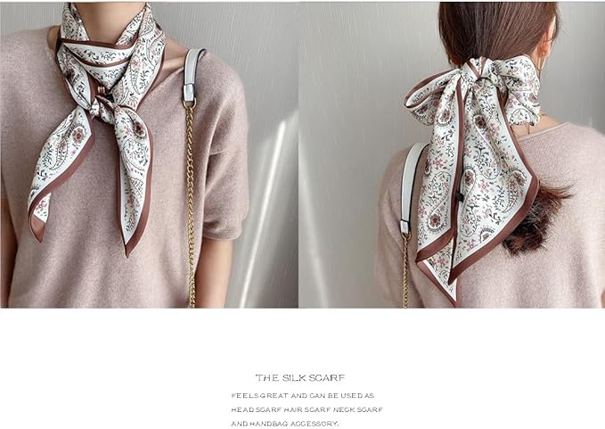 Livrerpi Silk Feeling Head Scarf Fashion Satin Hair Scarf Square Long Scarves for Women Gifts