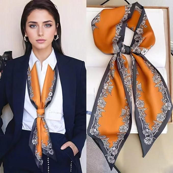 100% Mulberry Silk Ribbon Scarf for Hair Beach Head Wraps for Women Handbag accessories Necktie