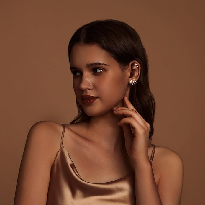 IMBOS Earrings for Women Trendy 14K Gold Stud Earrings Claw Earring Dainty Simple Minimalist Gold Earring Hypoallergenic Jewelry for Women Gifts